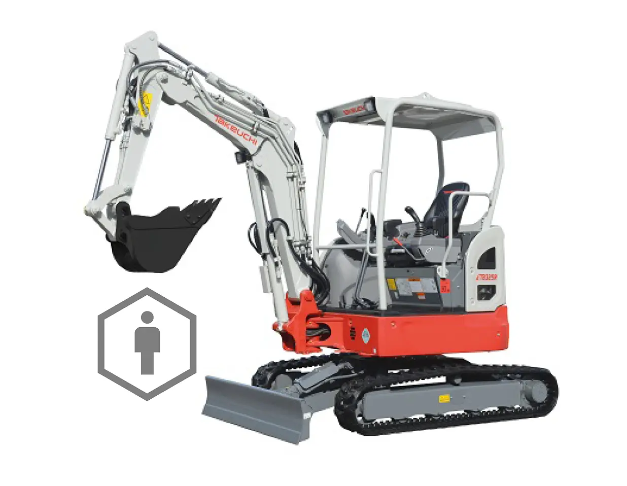 Takeuchi TB325R 2.5 tonne compact excavator, studio cutout